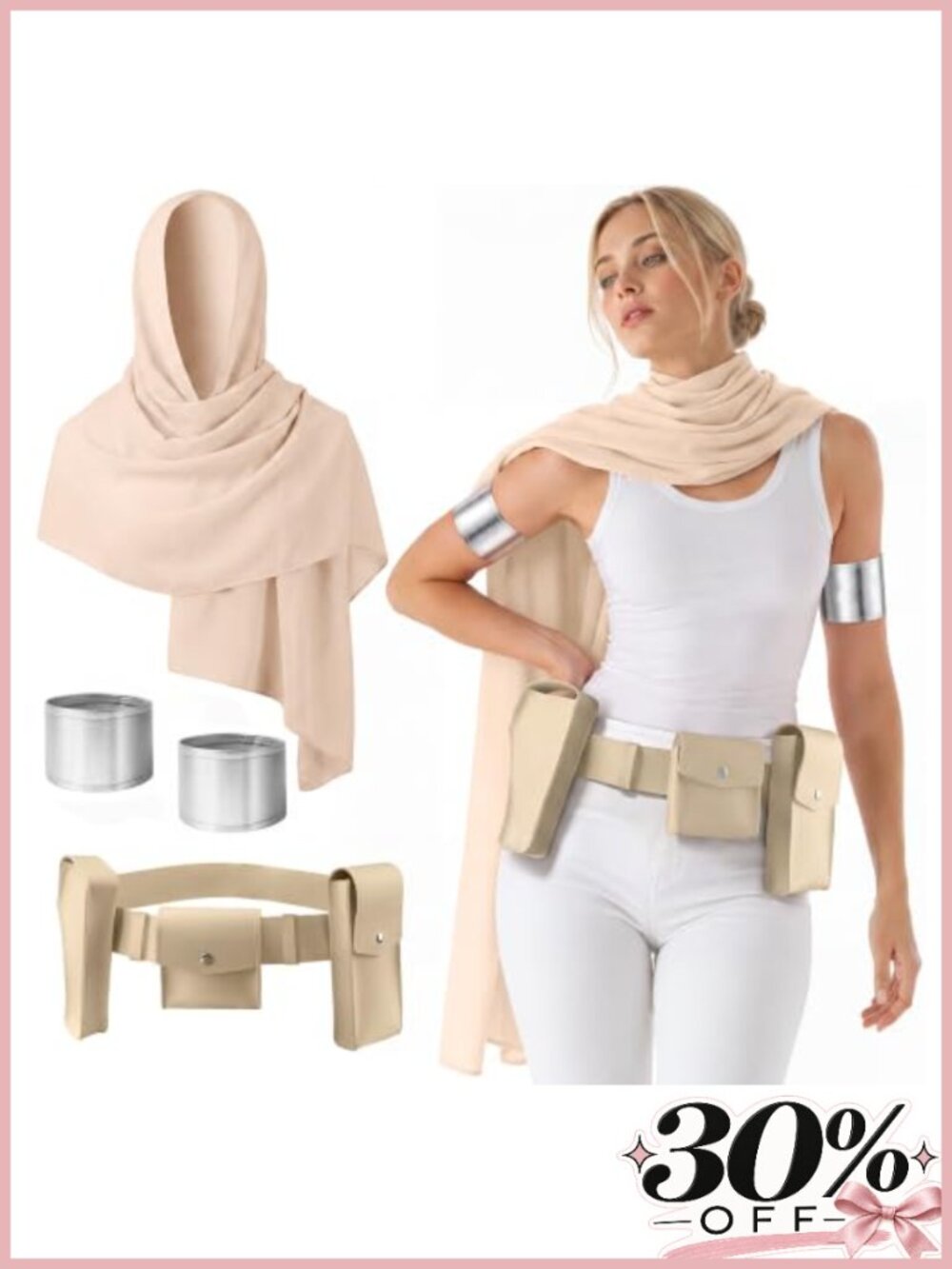 7Pc Faux Leather Queen Costume Accessory Set Belt Holster Shawl Scarf Cuffs